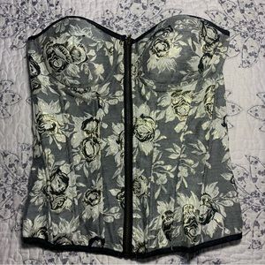 Y2k dark floral print Charlotte Russe corset top